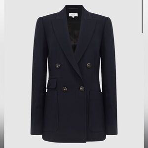 Reiss Larsson Double Breasted Twill Blazer